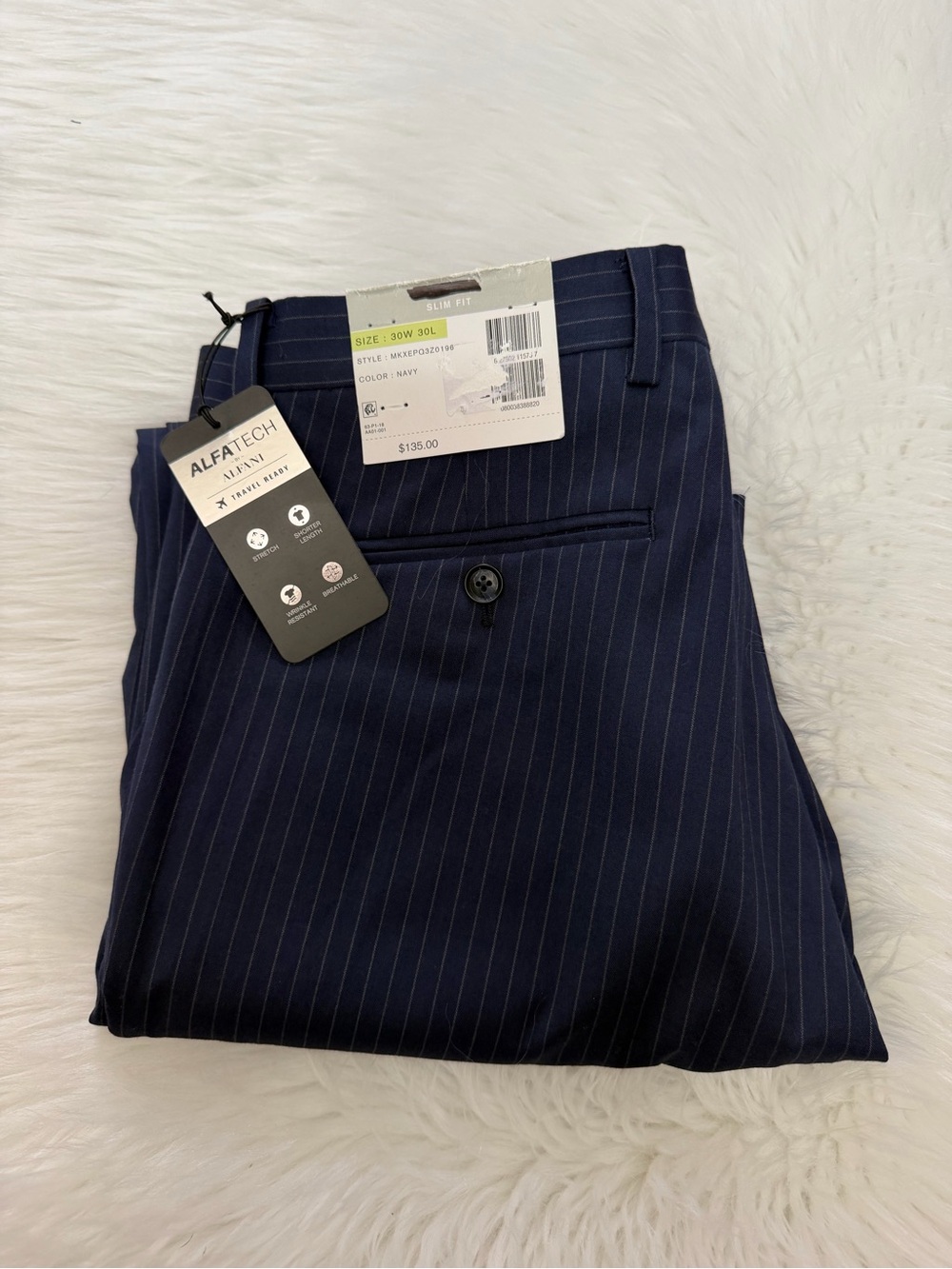 Alfani Navy Pinstripe Slim Fit Dress Pants Sz 30 x 30